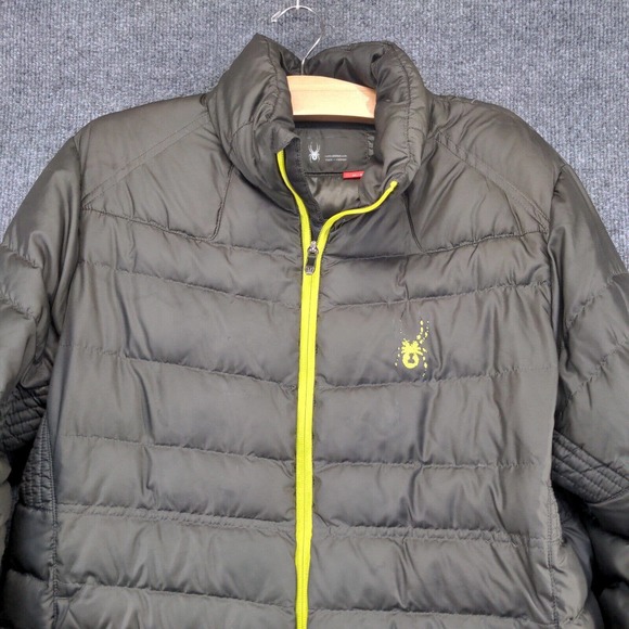 Spyder Men's Puffer Jacket Brown Medium Long Sleeve Full Zipper Polyester - Picture 3 of 14